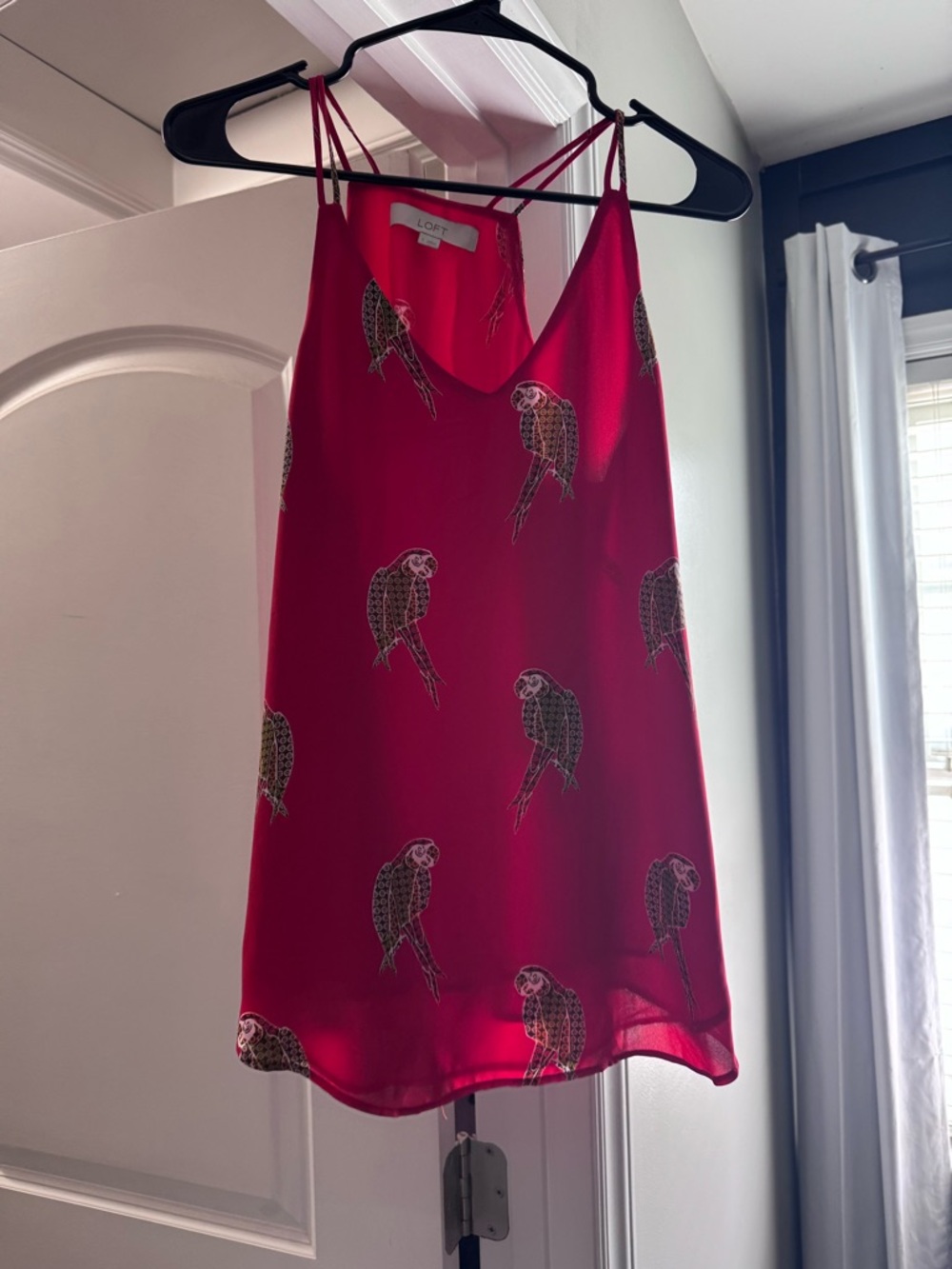 LOFT Red Parrot-Print Double-Strap Camisole